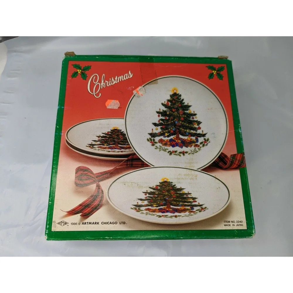 Christmas Tree Gifts Plate 7.5 Inch Lot‎ of 4 Artmark 1986